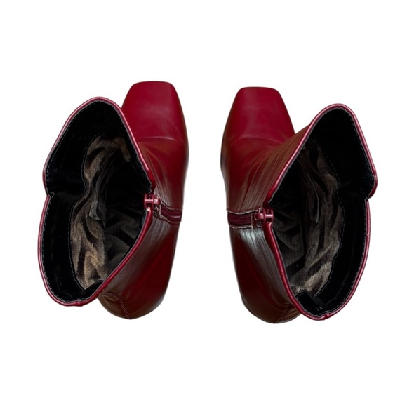 NWOT, Jingpin, Red Ankle Boots – Size 38 – Square Toe, Block Heel - Picture 5 of 9